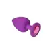 Анальная пробка с розовым камнем Purple Silicone Pink-Rhodolite , M