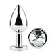 Анальная пробка с кристаллом EGZO - Silver Round Plug Clear size S