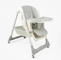 Стільчик для годування Toti 526 знімний столик кошик м'який чохол PU. White and Grey (190338)