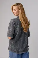 Жіноча футболка в техніці tie-dye - темно-сірий колір, L