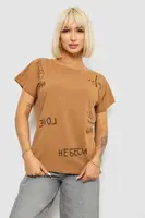 Футболка женская с принтом, цвет коричневый, 244R2316-5