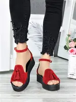 Босоножки Астра замша красные 7097-28