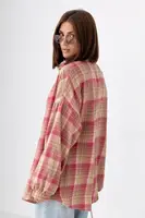 Клітчаста сорочка на кнопках - фусія колір, ONE SIZE