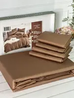 Kahve сатиновое постельное белье евро размера. Word of dream.