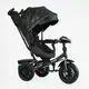 Детский велосипед 3-х колесный BestTrike, поворотное сиденье, колеса резиновые надувные, корзина, музыкальная фара, USB, Bluetooth. Black (145109)