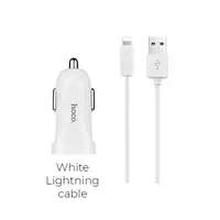 Адаптер автомобильный HOCO Lightning cable two-port Car charger set Z2A |2USB, 2.4A|