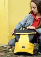 Рюкзак ролл високої якості українського виробництвастильний  Чорний з жовтим