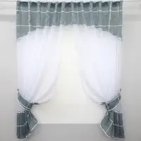 Кухонный комплект, (290х170см.) шторки с ламбрекеном и подхватами. Цвет бирюзовый с белым. Код 084к 59-694