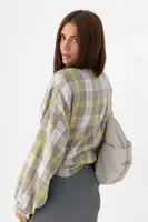 Клітчаста сорочка на кнопках - салатовий колір, ONE SIZE