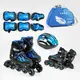 Роликовые коньки с защитой "Best Roller". Размер 35-38, светящиеся PU колёса. Blue (141133)