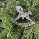 Игрушка на елку Лошадь 19619 12х9 см прозрачная с серебристым