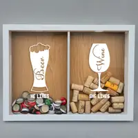 Подвійна рамка копілка "He likes beer, she likes wine" для корків, Білий-коричневий, англійська