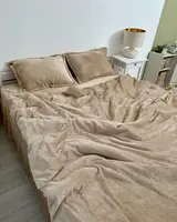 Постільна білизна плюшева євро Dushka Home 20753 200х220 см бежева