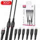 Кабель USB для зарядки универсальный XO NB196 6in1 USB - 2 x Lightning + MicroUSB + Type-C 1.2М Черный