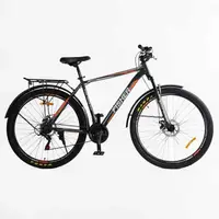 Велосипед Спортивный 29 дюймов Corso Fisher FS-260 оборудование Shimano стальная рама 21 дюймов 21 скорость. Black and Orange (177325)
