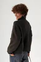 В'язаний кардиган на блискавці з карманами - коричневий колір, ONE SIZE