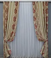 Комбіновані (2шт. 1,5х2,7м.) штори із тканини блекаут-софт. Колір пісочний з бордовим. Код 016дк(1276Б-143-1276Бш) 10-985