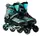 Роликовые коньки Best Roller. Размер 38-41: 24-26 см, светящиеся PU колёса. Black and Turquoise (151206)
