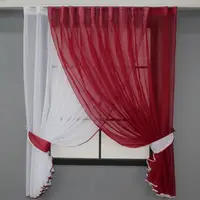 Кухонный комплект (330х170см.), шторки с подвязками "Дуэт". Цвет белый с красным. Код 060к 52-0710