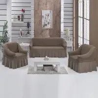 Чохол на диван і два крісла з спідницею Кавовий Home Collection Evibu Туреччина 50017
