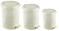 Ведро для мусора с педалью 3в1 Ажур бежевое Elif plastik 320-2-LF