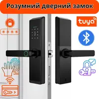 Умный дверной замок кодовый с Bluetooth, отпечатком пальца, ключ-картой KHS-F009 ,черный