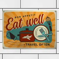 Табличка металлическая Bon appetit Eat well 26х18,5 см (MET_20J081_SER)