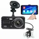 Автомобильный видеорегистратор с двумя камерами T672, LCD 4\", 1080P Full HD, с поддержкой ночного видения