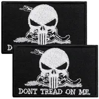 Набор шевронов 2 шт с липучкой Змея Череп карателя, Don't Tread On Me, Punisher, черный вышитый патч шеврон
