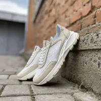 Женские кроссовки кожаные летние бежевые-белые Leader Style 3837 (41)