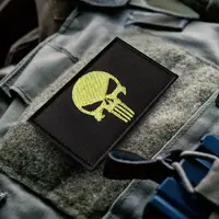 Набір шевронів 2 шт з липучкою PUNISHER Череп Каратель 5х8 см жовтий вишитий патч нашивка шеврон Каратель