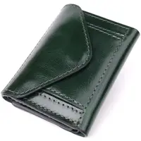 Отменный кошелек в три сложения из натуральной гладкой кожи GRANDE PELLE 22944 Зеленый
