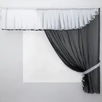 Кухонный комплект (190х170см.), шторка с ламбрекеном. Цвет черный с белым. Код 00к 59-738