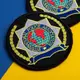 Набор шевронов 2 шт с липучкой кокарда Police Association Полиция черный 9,5 см, вышитый патч шеврон нашивка