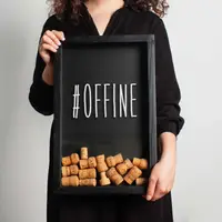 Рамка копилка "#offine" для пробок, Черный, английский