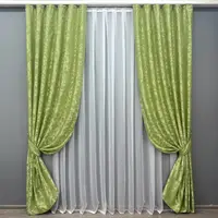 Комплект штор (2шт. 1,5х2,9м.) жакард, колекція "Вензель". Колір салатовий. Код 297ш 33-0235