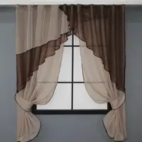 Кухонные шторы (270х170см.) с ламбрекеном, на карниз 1-1,5м. Цвет какао с венге. Код 00к 59-904