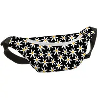 Сумка бананка Bumbag унісекс на пояс та через плече Ромашка на черном фоне 27x16 см (BB_21M023_WH)