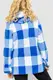 Кофта женская  в клетку на флисе, с капюшоном, цвет молочно-синий, 230R1011