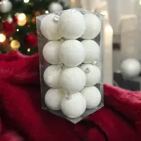 Набір іграшок на ялинку 816-white-velvet 19529 8 см 16 шт білий оксамит