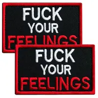 Набор шевронов 2 шт с липучкой Fuck Your Feelings 5х8 см красный, вышитая патч нашивка, шеврон