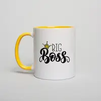Кружка Big Boss, Жёлтый, английский, Деревянная подарочная коробка с гравировкой, 330 мл