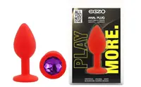 Силиконовая анальная пробка EGZO - Silicone Red Round Plug Purple, size S
