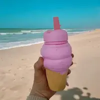 Поїлка-непроливайка (пляшка) силіконова "Морозиво", 500 мл, бірюзова