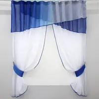 Кухонные шторы (260х170см.) с ламбрекеном, на карниз 1-1,5м. Цвет белый с синим. Код 091к 59-548