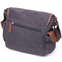 Горизонтальна чоловіча сумка з клапаном текстильна 21247 Vintage Чорна