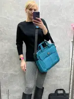 Синьо-зелена - два відділення на блискавці - сумка для ноутбука з додатковими кишенями - 40х30х10 см (5140)