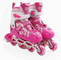 Роликовые коньки Best Roller 360-М колеса PVC светятся. Pink and White (размер 34-38) (173834)