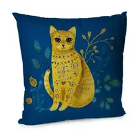 Подушка диванная с бархата Этно кошка 45x45 см (45BP_22S005)
