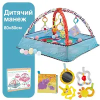 Игровой детский манеж с игрушками, коврик для ползанья, развивающий коврик для малышей, голубой